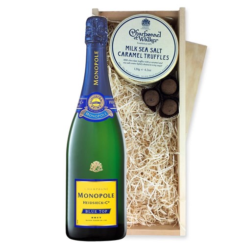 Monopole Blue Top Brut Champagne 75cl And Milk Sea Salt Charbonnel Chocolates Box